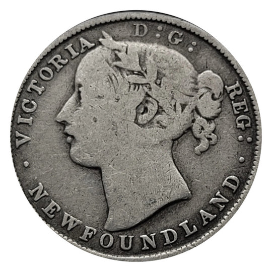 1870 Newfoundland 5 Cents Silver Coin Rare VG