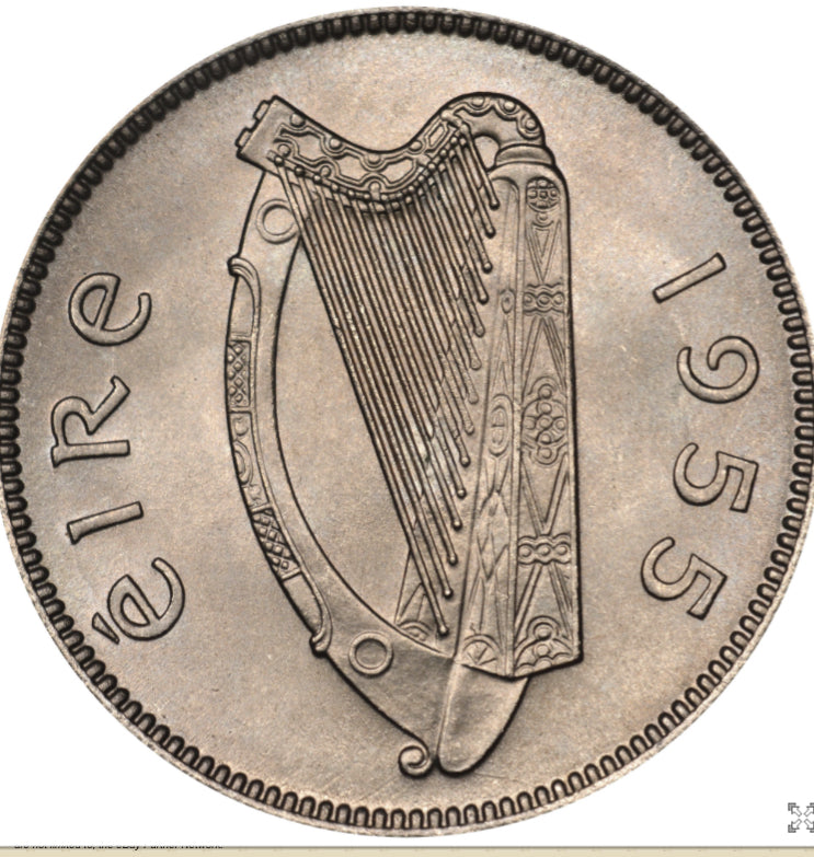 1959 Ireland Eire 1 Shilling KM#14a. One Dollar coin. Harp. Bull. H VF Condition