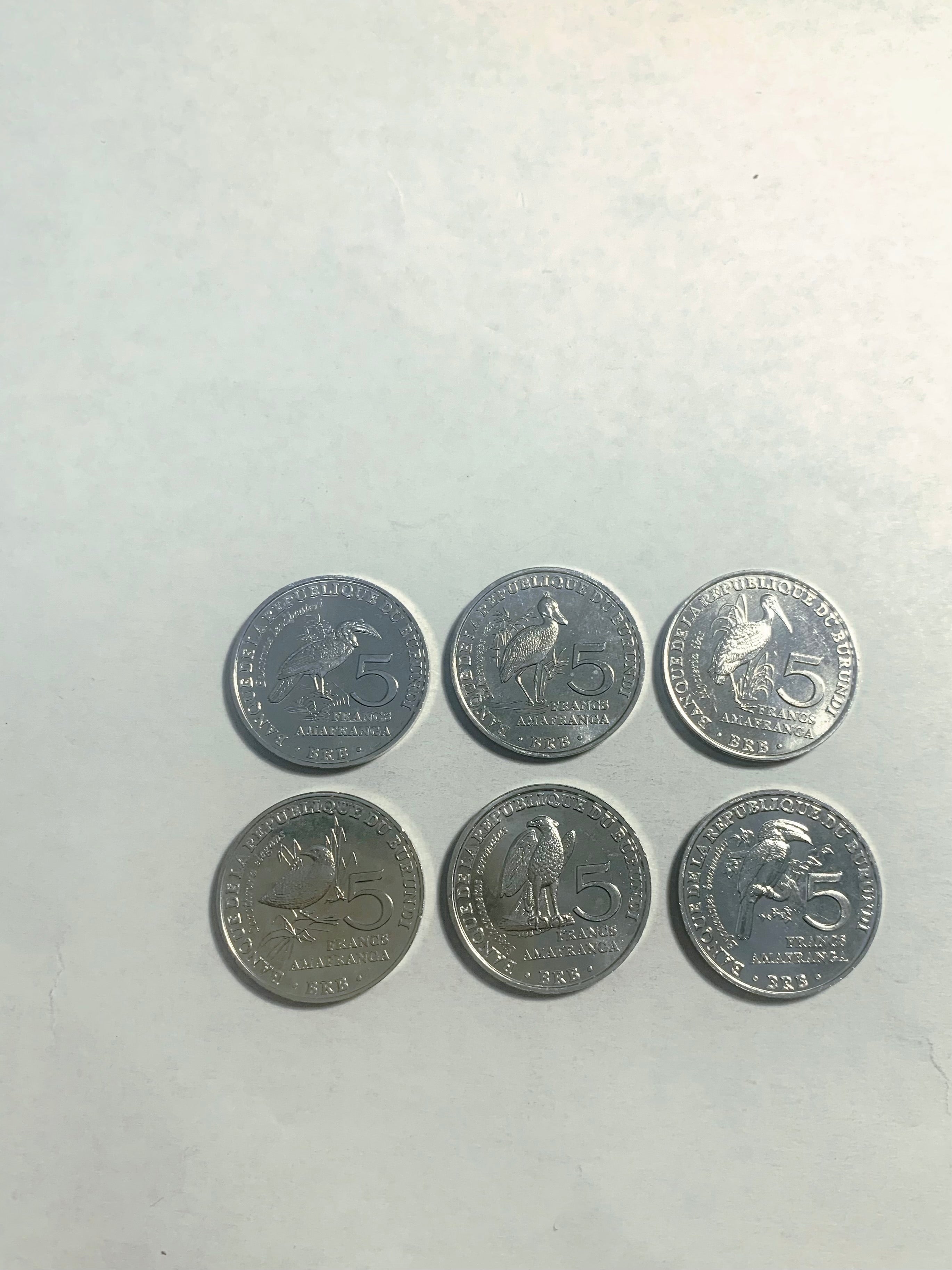 Burundi  6 coins Set Bird  complete set UNC