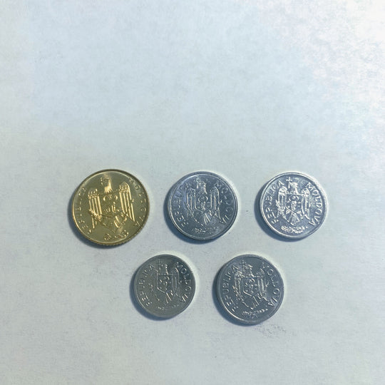 Moldova 5 Coins Set 1, 5, 10, 25, 50 Bani UNC World Coins