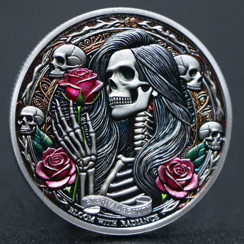 Lucky Coin -Eternal Beauty Gift Coin Colored in Protective Plastic Capsule Silver plated