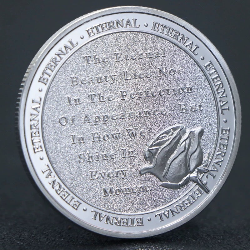 Lucky Coin -Eternal Beauty Gift Coin Colored in Protective Plastic Capsule Silver plated