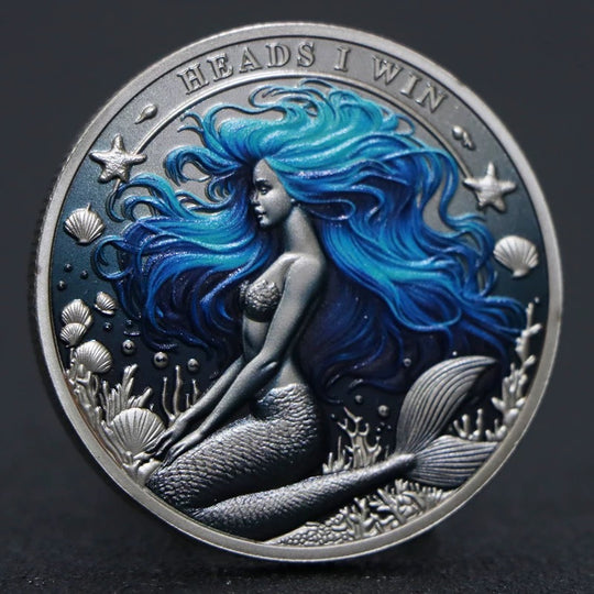Lucky Coin -Deep Sea Fortune Gift Coin Colored in Protective Plastic Capsule Silver plated