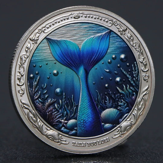 Lucky Coin -Deep Sea Fortune Gift Coin Colored in Protective Plastic Capsule Silver plated