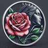 Lucky Coin The Silent Bloom  Gift Coin Colored in Protective Plastic Capsule Silver plated
