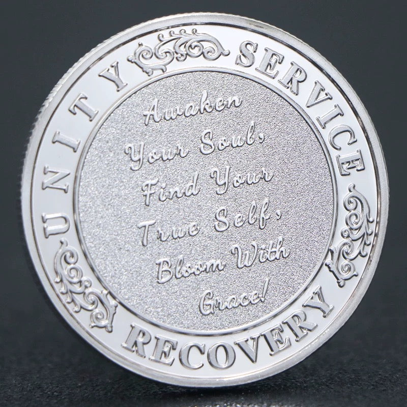 Lucky Coin The Silent Bloom  Gift Coin Colored in Protective Plastic Capsule Silver plated