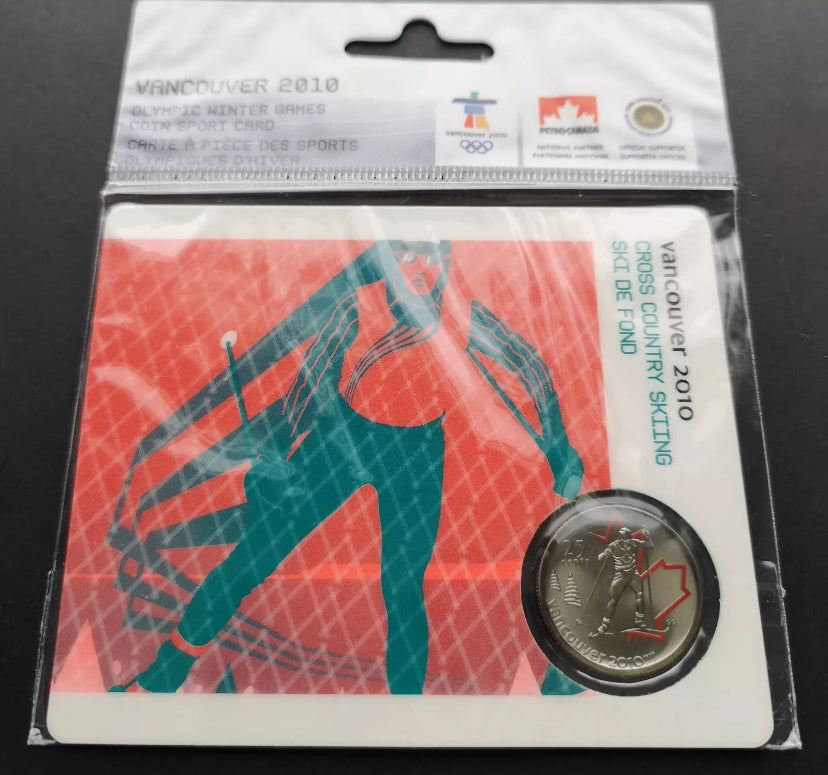2008 Canada 25 Cent Vancouver 2010 Olympic  Sports Card - Cross Country Skiing Colored coin