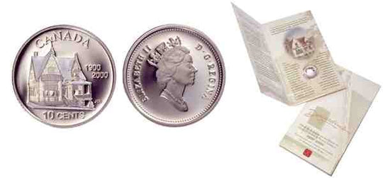 1900- 2000 Canada Proof 10 Cents Dime Desjardins House Silver Coin