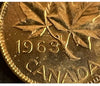 1963 Hanging 3 Uncirculated Canada One Cent  Penny