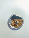 Lucky Coin - Lion and baby Coin Colored Engraved