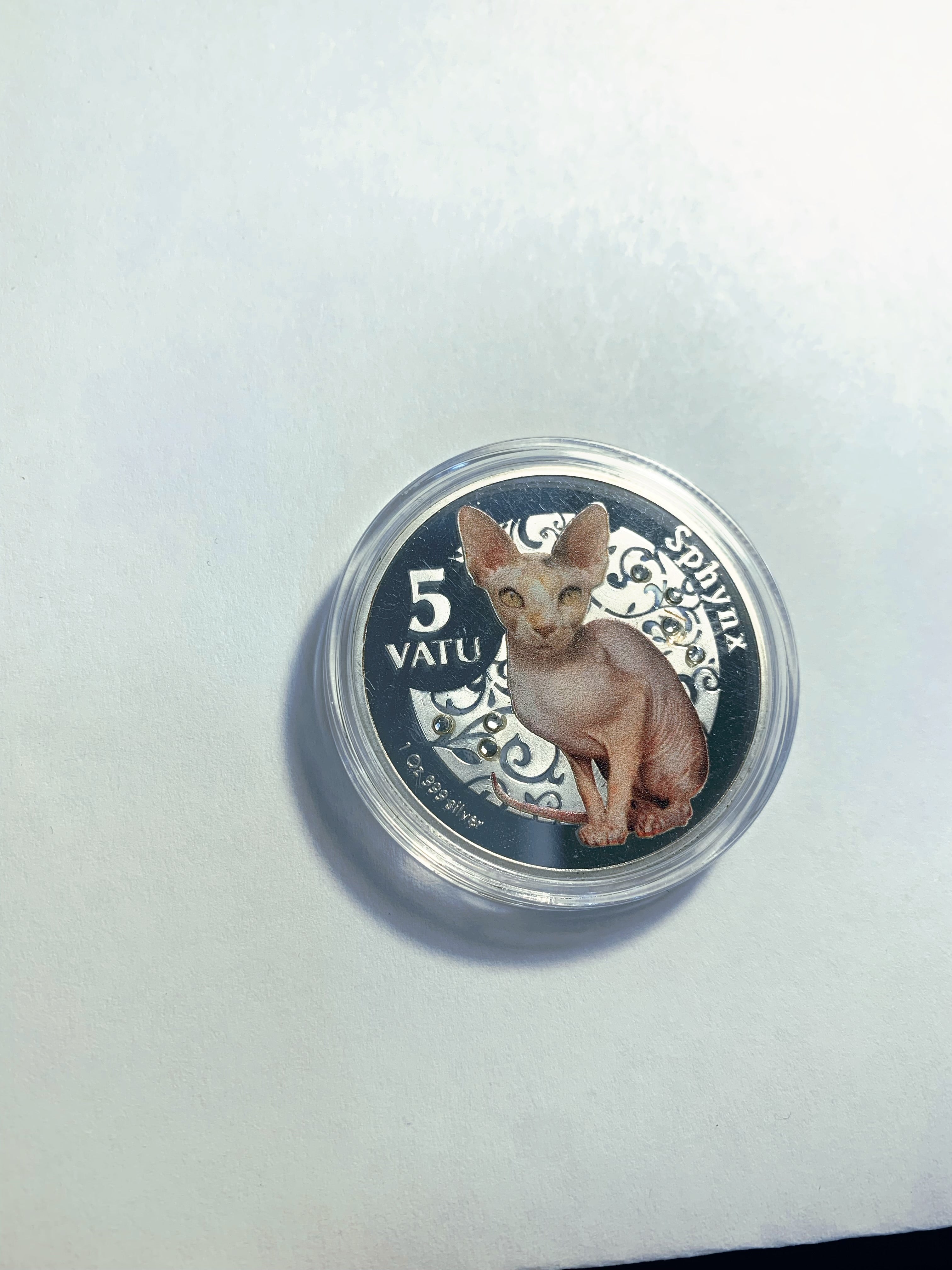 Lucky Coin - Sphinx Cat  Coin Colored Engraved