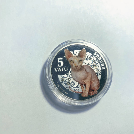 Lucky Coin - Sphinx Cat  Coin Colored Engraved