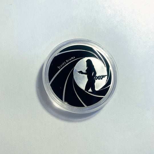 Lucky Coin - 007- Craft Gift Coin Colored in Protective Plastic Capsule Silver plated