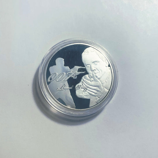 Lucky Coin - 007- Craft Gift Coin Colored in Protective Plastic Capsule Silver plated