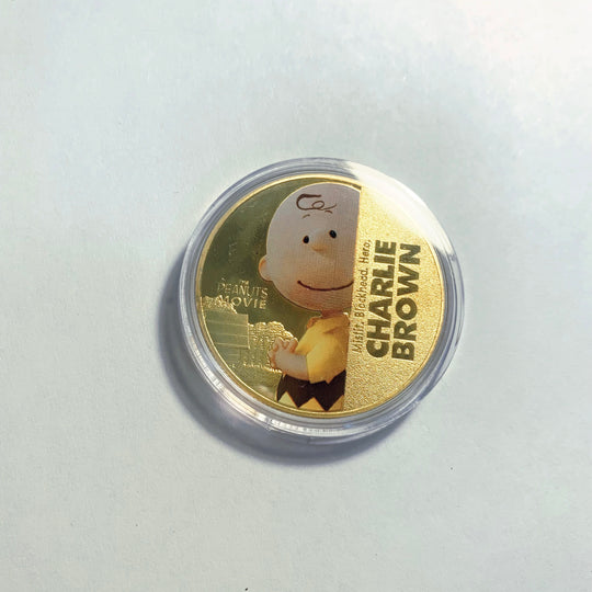 Lucky Coin - Snoopy Charlie Brown -Craft Gift Coin Colored Silver plated