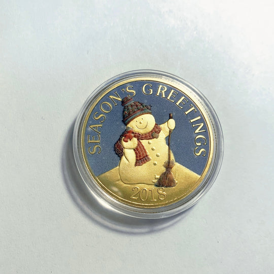 Lucky Coin - Snowman Craft Gift Coin in Protective Plastic Capsule