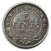 1942 C Newfoundland 5 Cent  Silver Coin VF