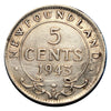 1943 C Newfoundland 5 Cent  Silver Coin VF