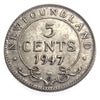 1947 C Newfoundland 5 Cent  Silver Coin VF