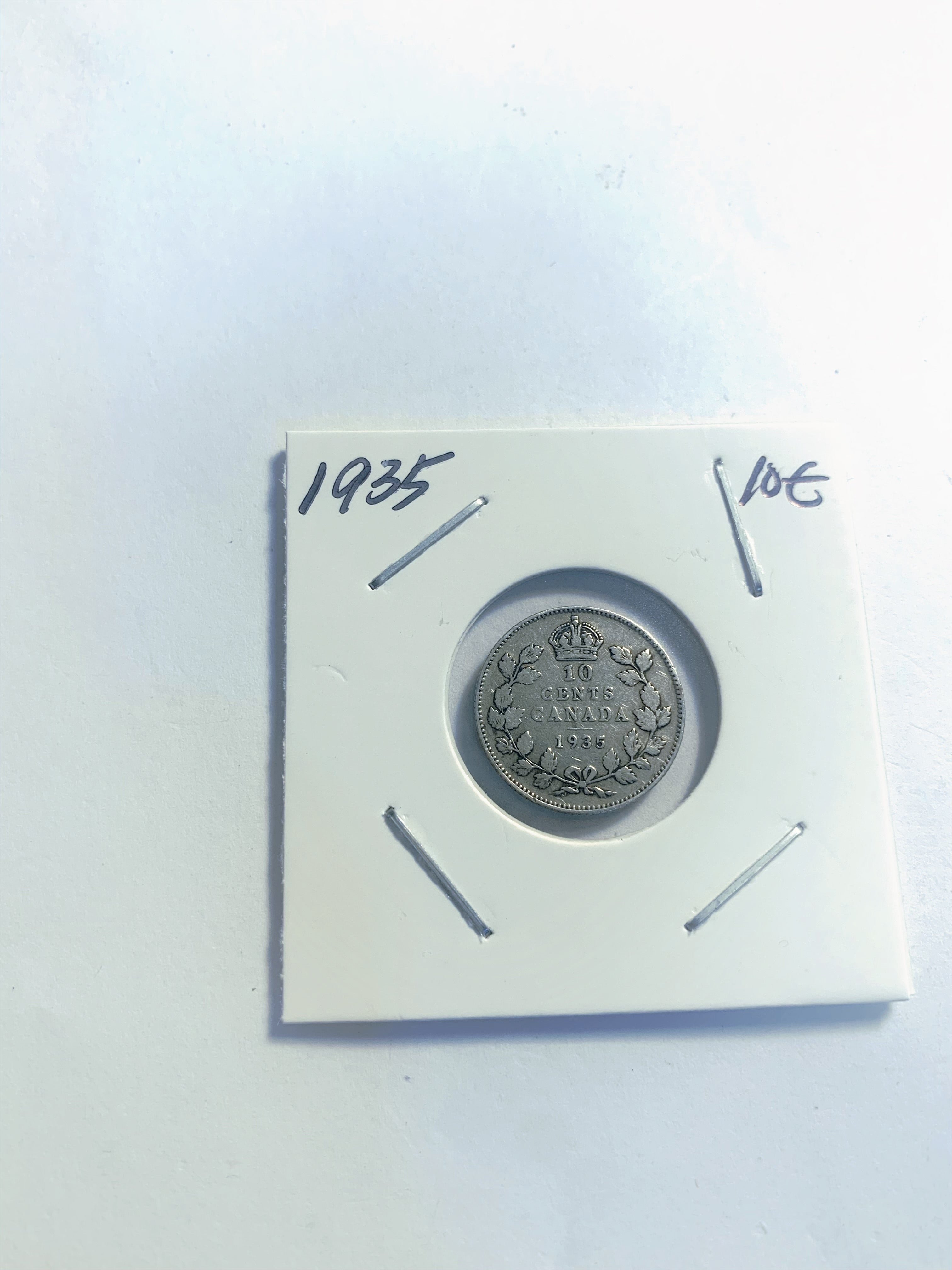 1935 Canadian 10 cent Dime King Edward VII Silver Coin VF