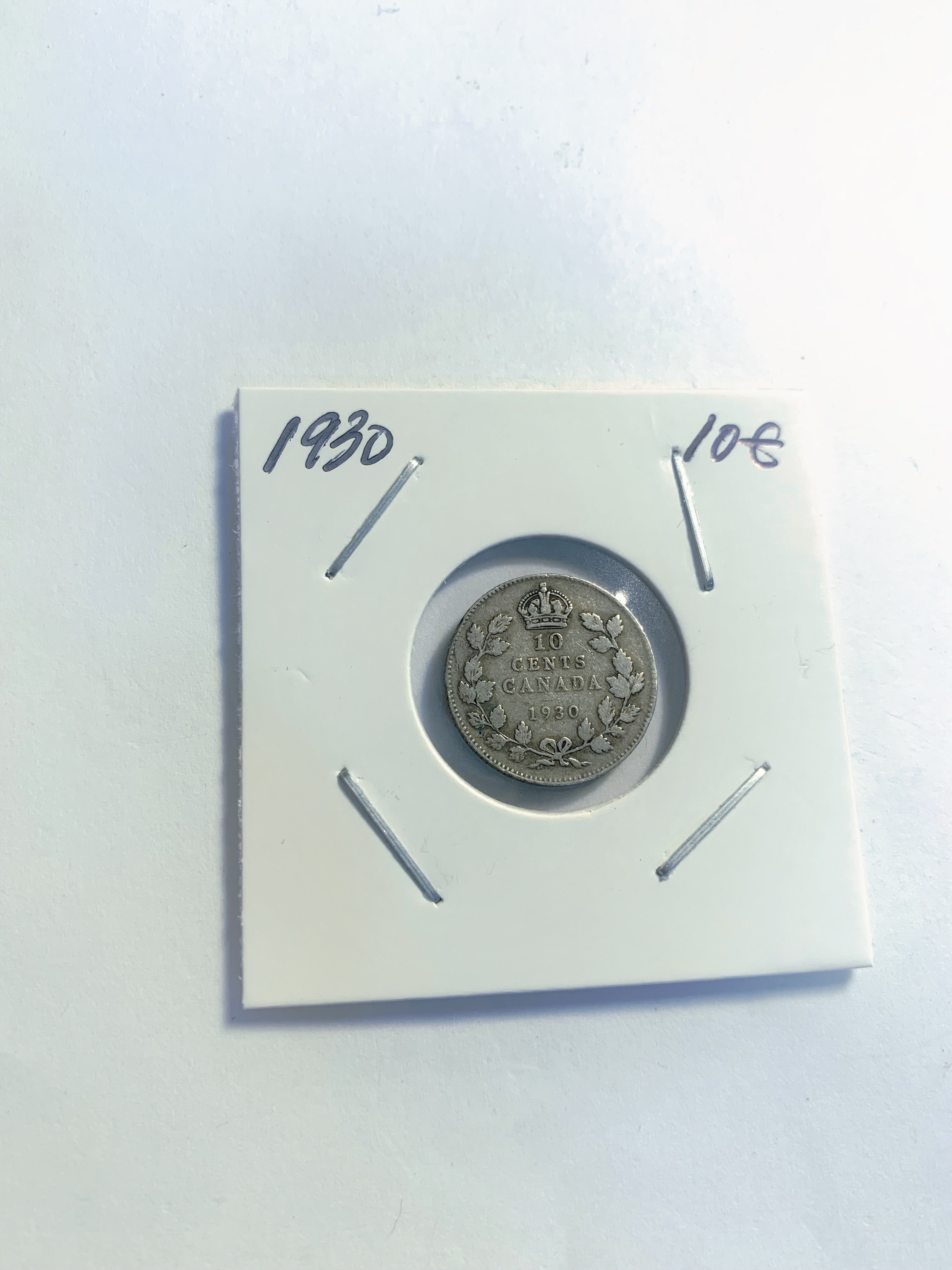 1930 Canadian 10 cent Dime King Edward VII Silver Coin XF