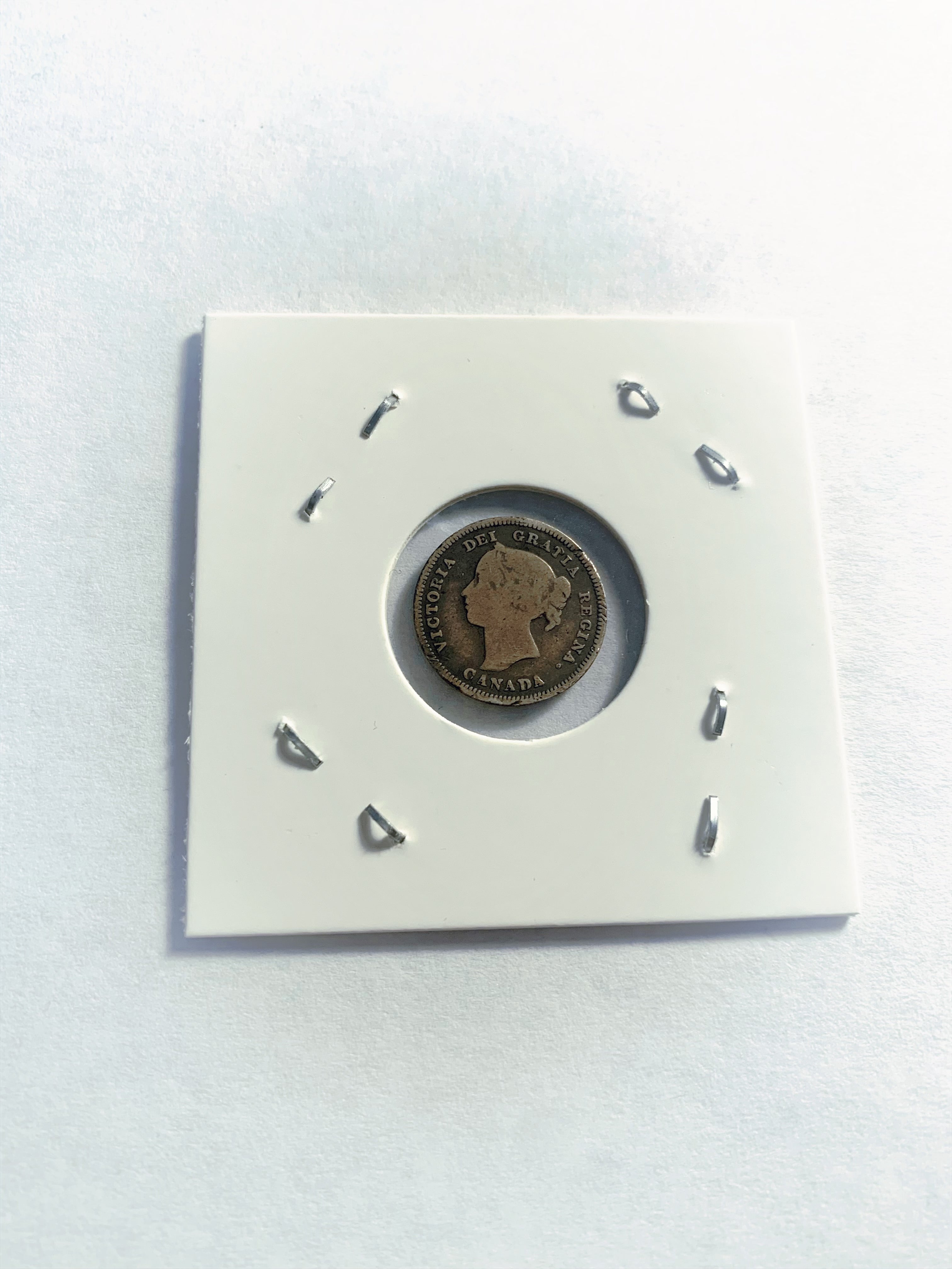 1890-H Canada 5 Cents Queen Victoria Small Silver Old Coin VG