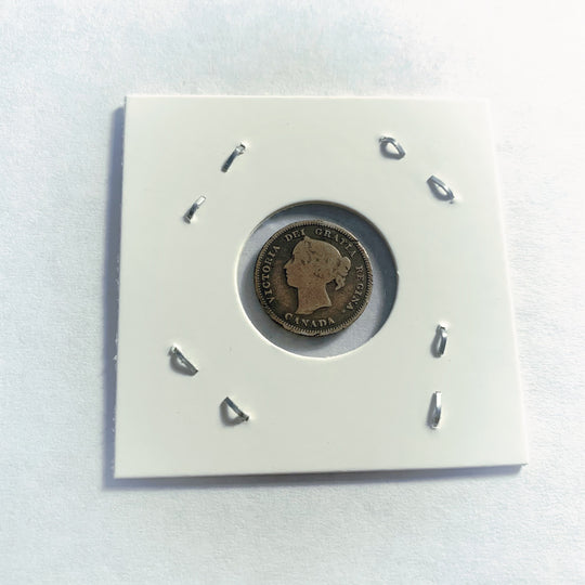 1890-H Canada 5 Cents Queen Victoria Small Silver Old Coin VG