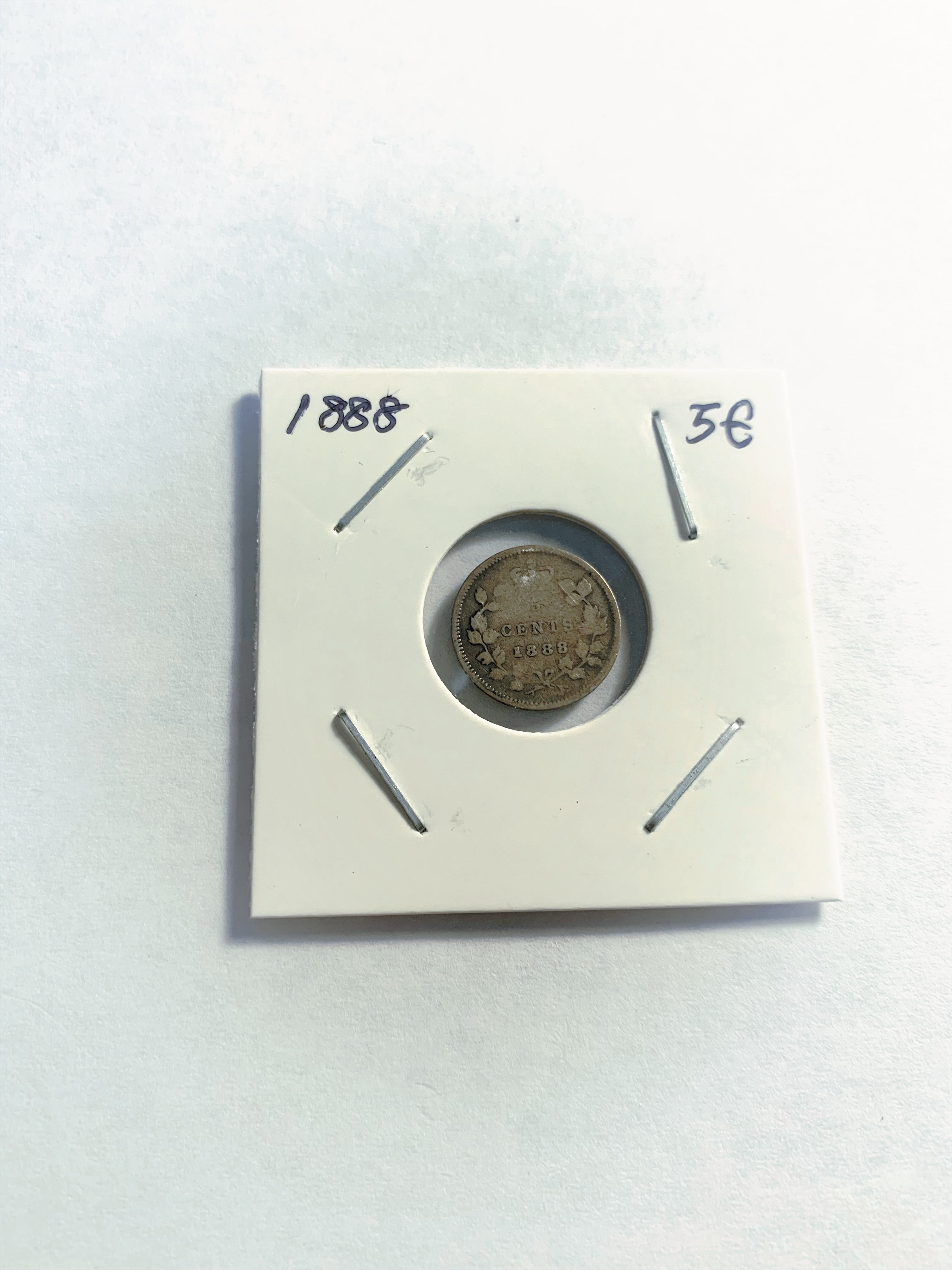 1888 Canada Five 5 Cents Small  Silver Canadian Coin