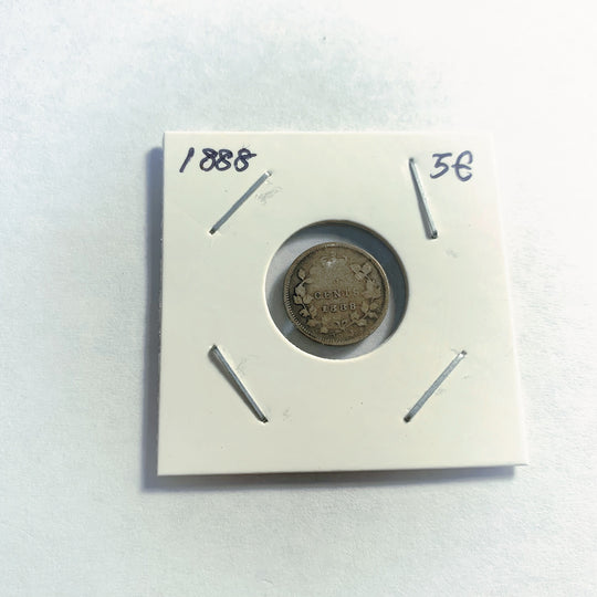 1888 Canada Five 5 Cents Small  Silver Canadian Coin
