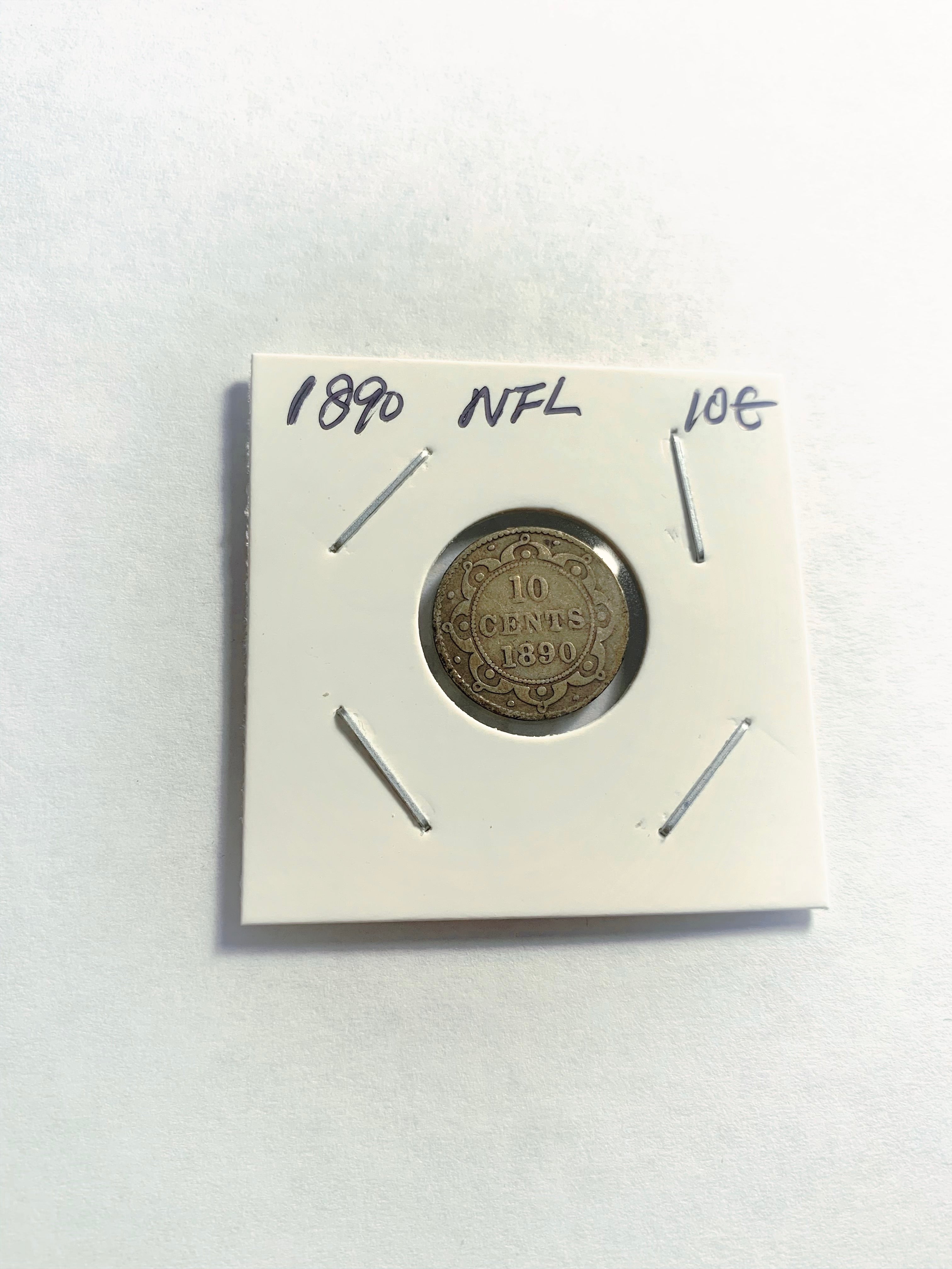 1890 Newfoundland  Silver 10 Cents  Old Date Queen Victoria VF