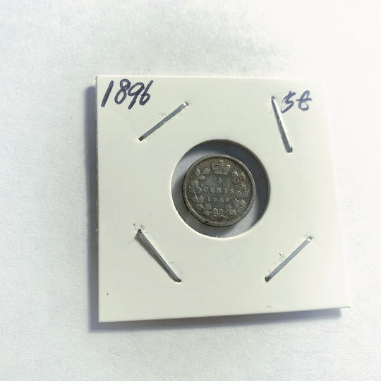 1896 Canada Five 5 Cents Small Silver Canadian Coin