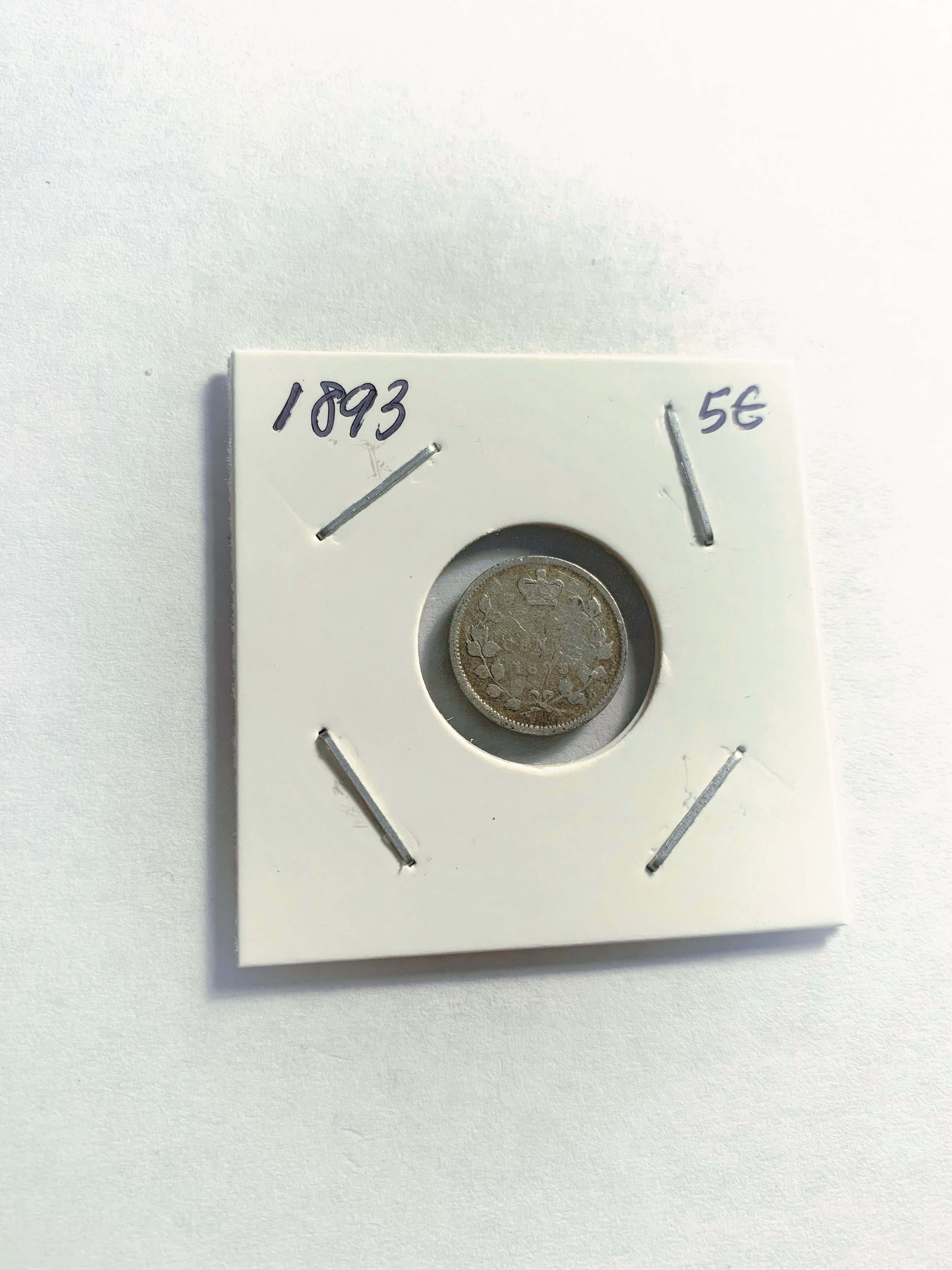1893 Kanada Fünf 5 Cent kleine kanadische Silber-Umlaufmünze VF