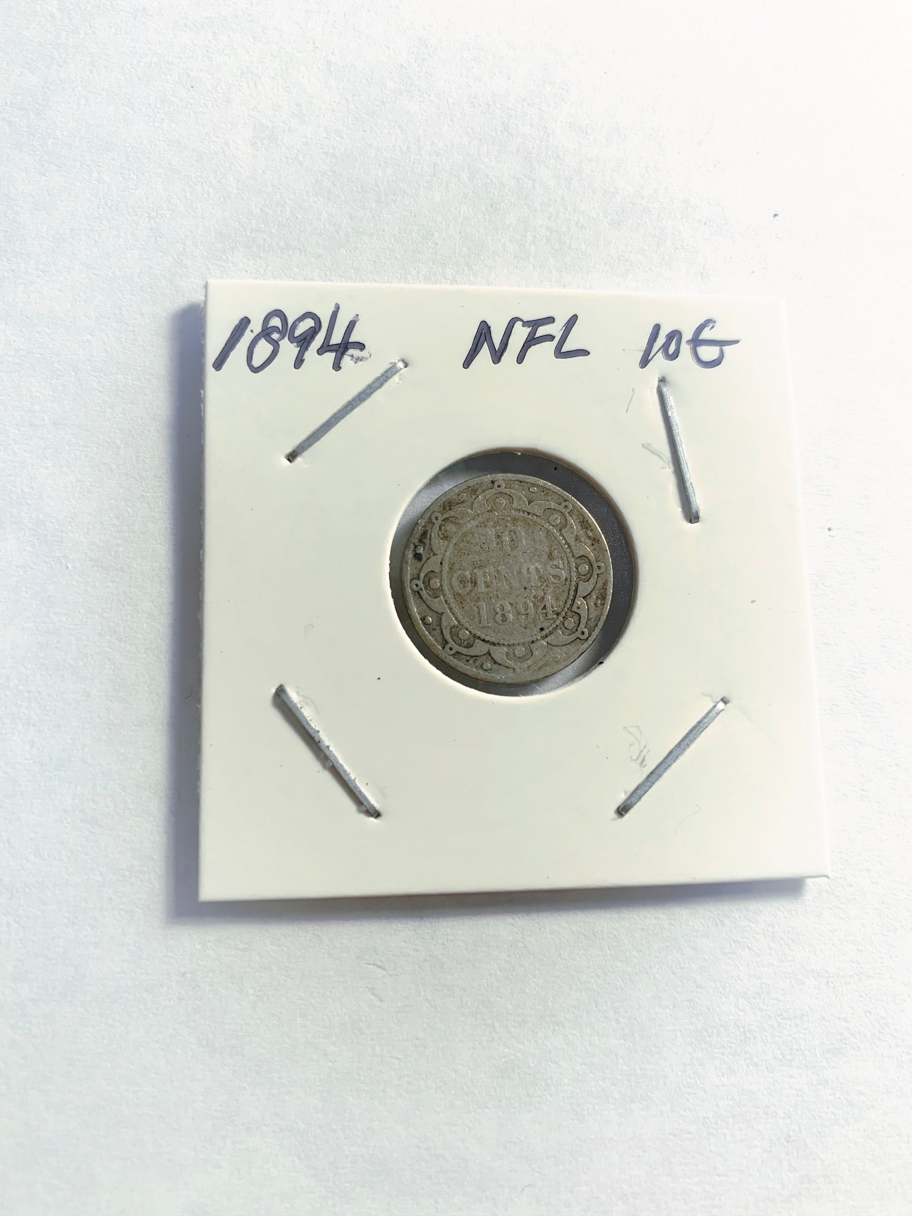 1894 Newfoundland Silver 10 Cents Coin