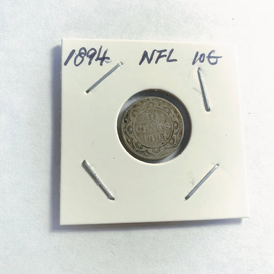 1894 Newfoundland Silver 10 Cents Coin