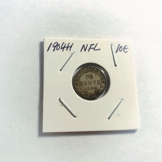 1904 H Newfoundland Silver 10 Cents Coin