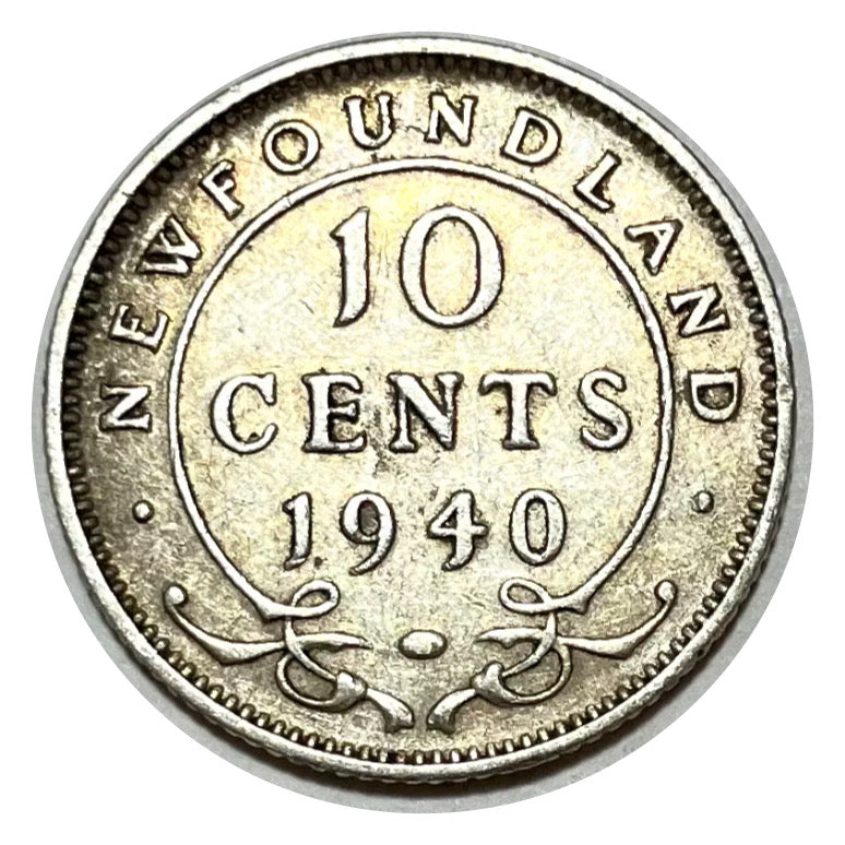 1940 Newfoundland Silver 10 Cents Coin VF