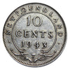 1943 C Newfoundland Silver 10 Cents Coin VF