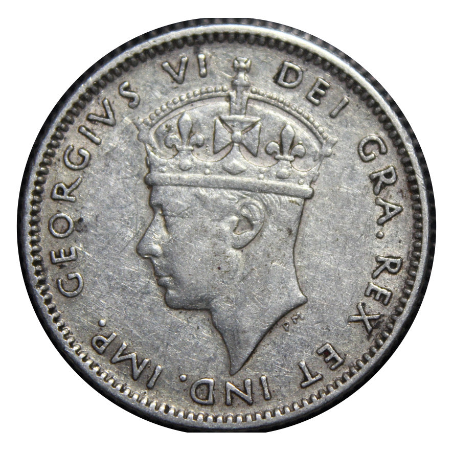 1942 C Newfoundland Silver 10 Cents Coin VF
