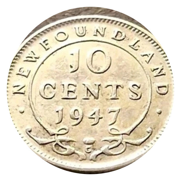 1947 C Newfoundland Silver 10 Cents Coin VF
