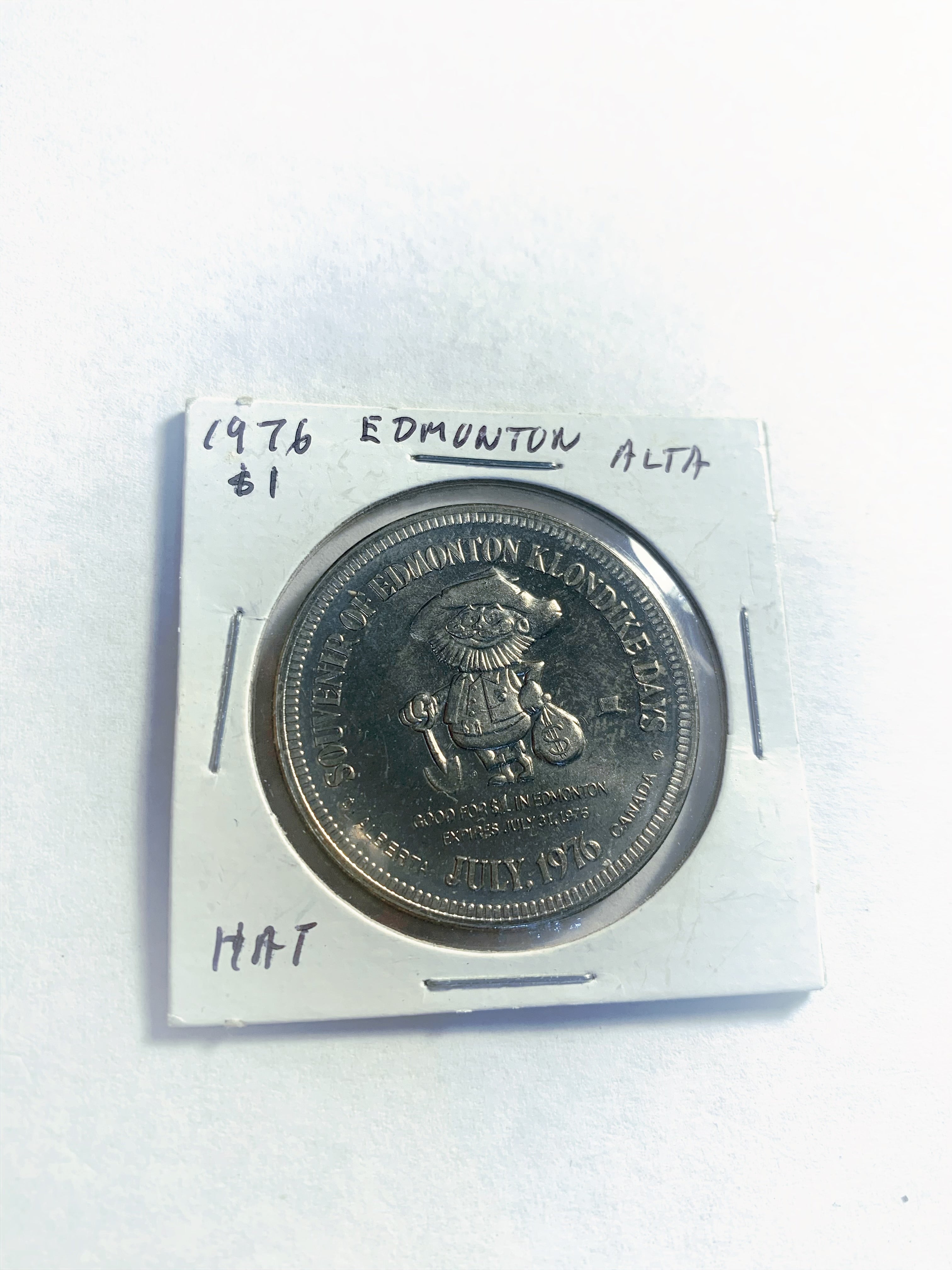 1976 Edmonton Alberta 1 Trade Dollar - Gold Rush Constable - Cane Mint Mark