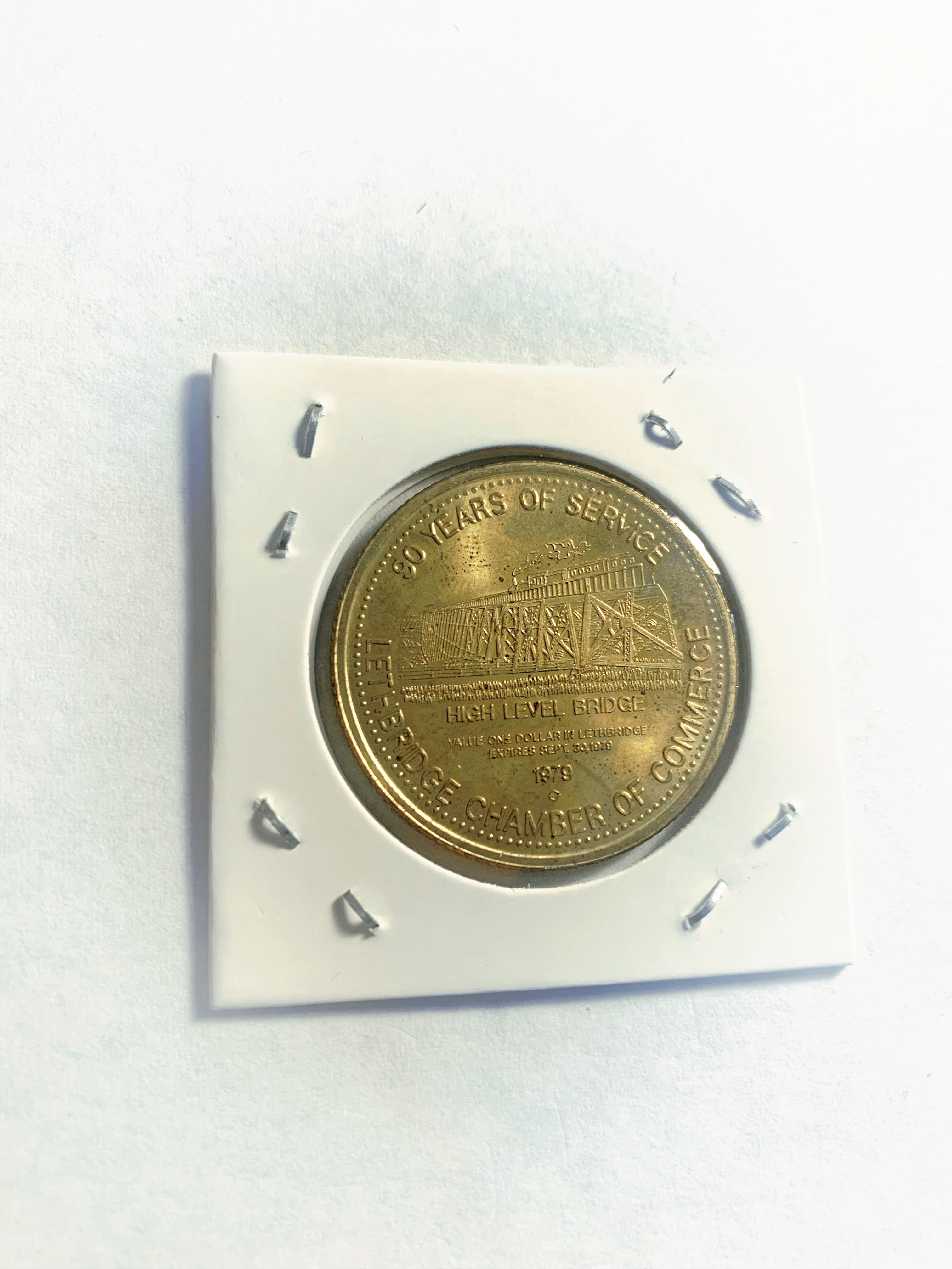 1979 Lethbridge Alberta Trade Dollar - High Level Bridge  90 Years of Service Token