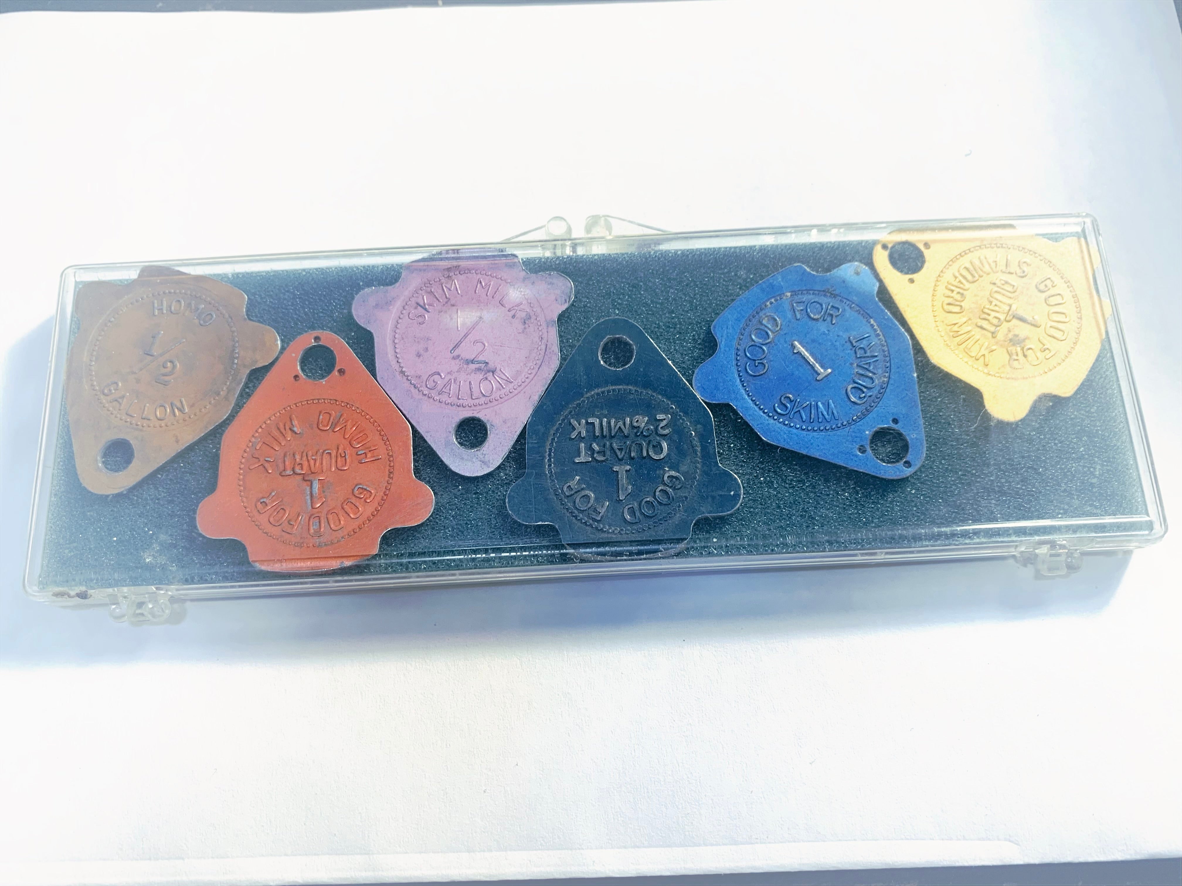 Vintage Token  Dairy Good For 1 Quart Milk 5 PCs Set  Rare
