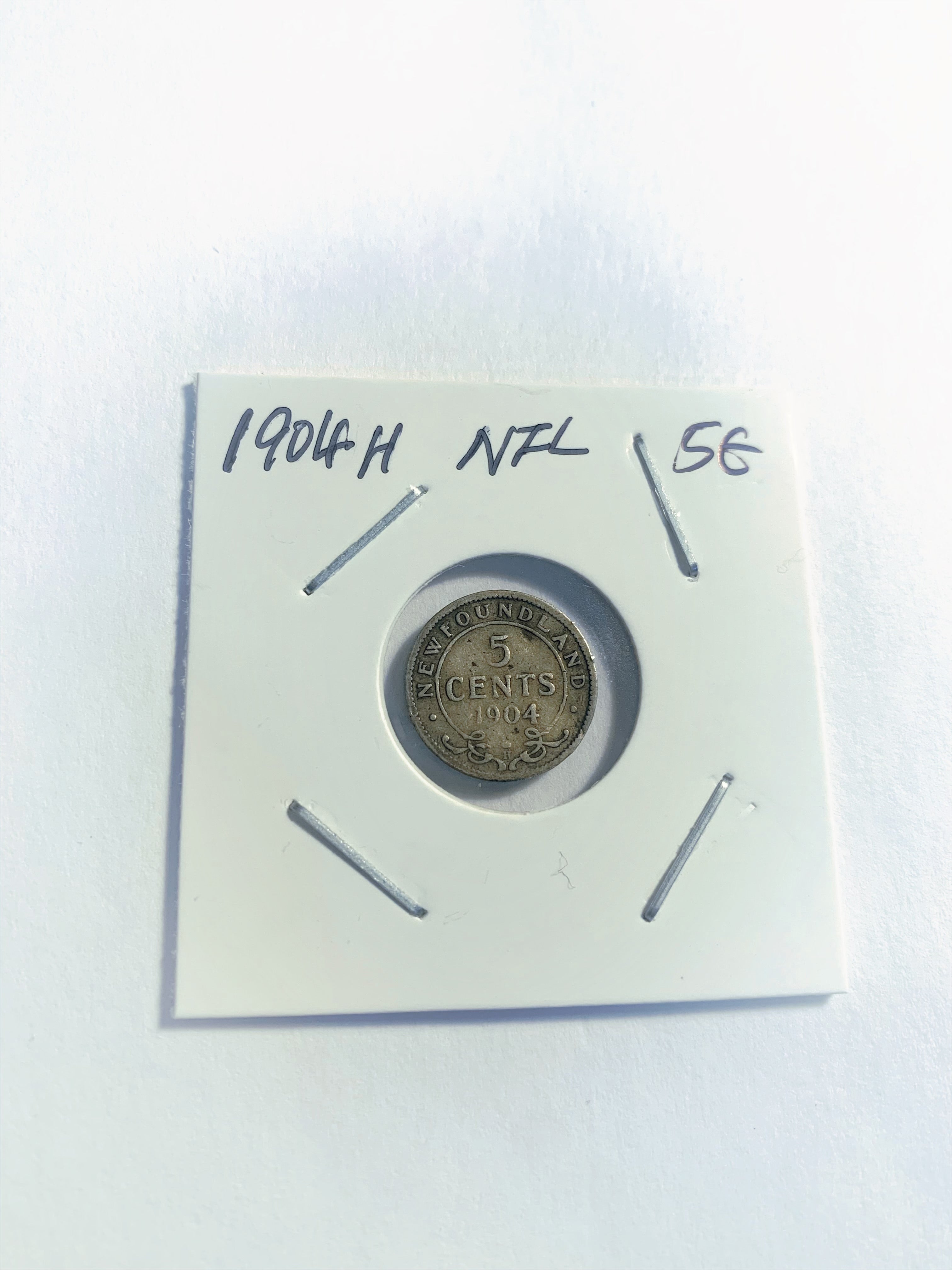 1904-H Newfoundland 5 Cent Silver Coin VF Rare