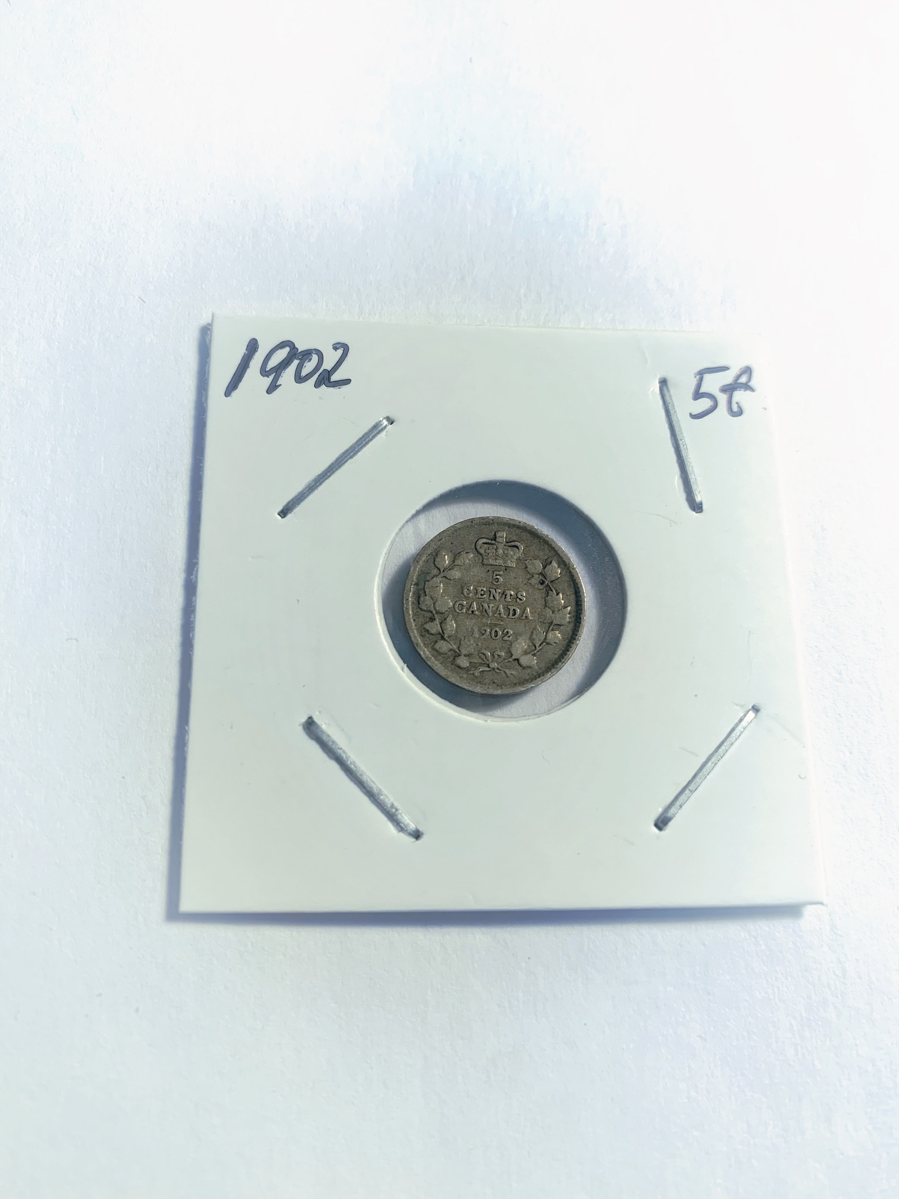 1902 Canadian Silver 5 Cents Edward VII Coin VG