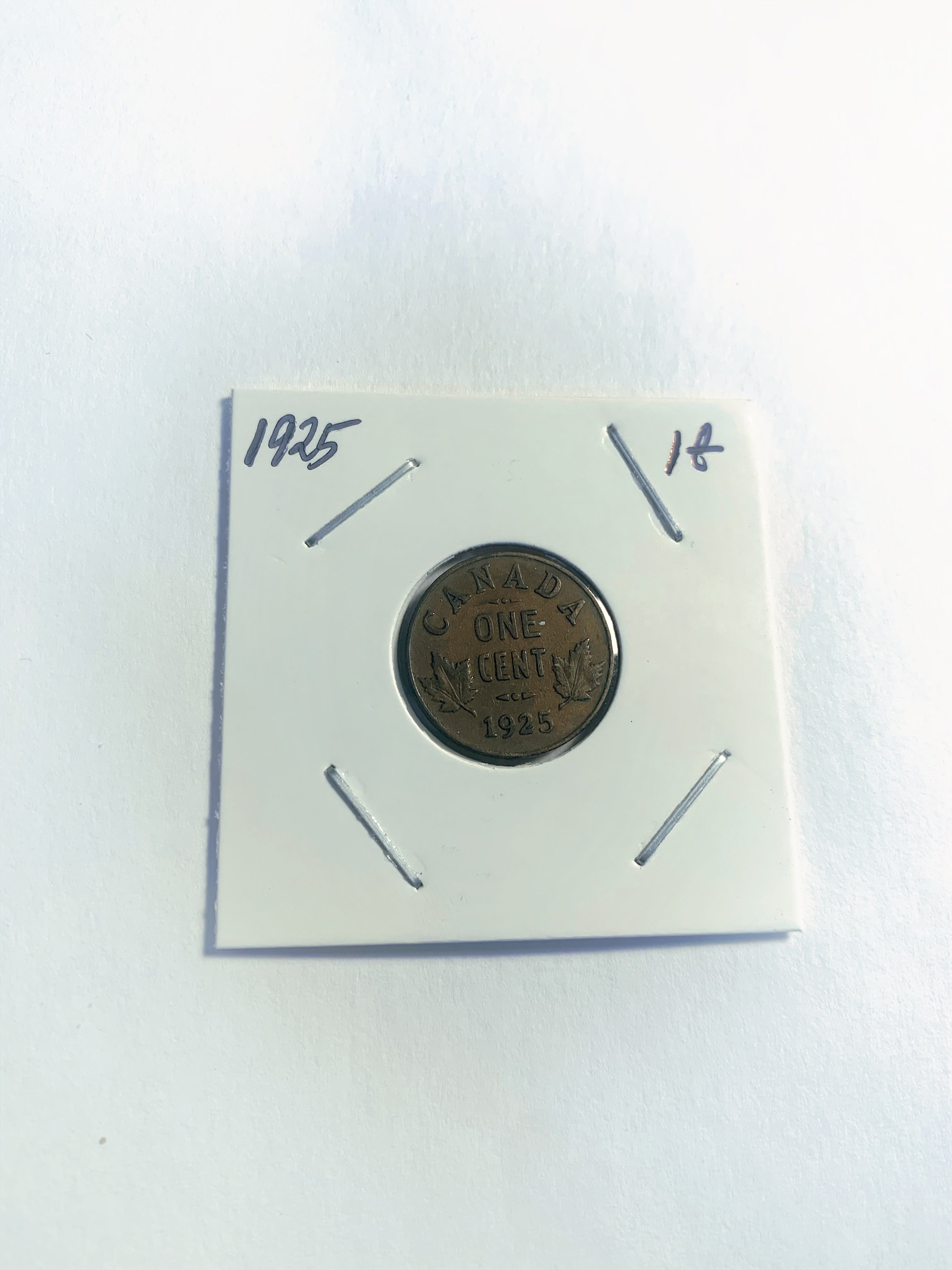 Canada 1925 1 Cent Small Penny Coin - Rare Date Clé Petit Cent - Roi George VI Faible Monnaie Haute Qualité