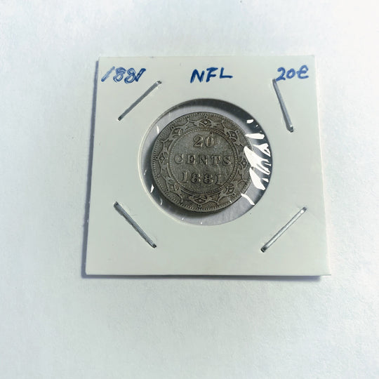 1881 Newfoundland Silver 20 Cents Rare coin VG