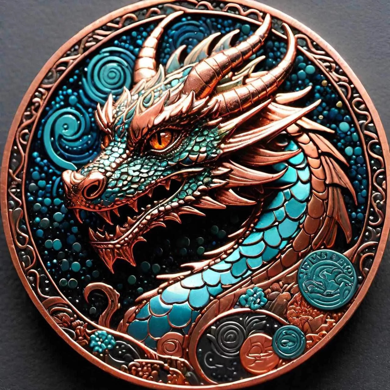 2024 Lunar Dragon Colorized 33g Copper Round in Card