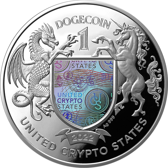 2022 DOGECOIN Cryptocurrency 1 Oz Silver Coin 1 Dogecoin United Crypto States