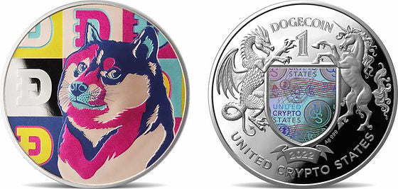 2022 DOGECOIN Cryptocurrency 1 Oz Silver Coin 1 Dogecoin United Crypto States