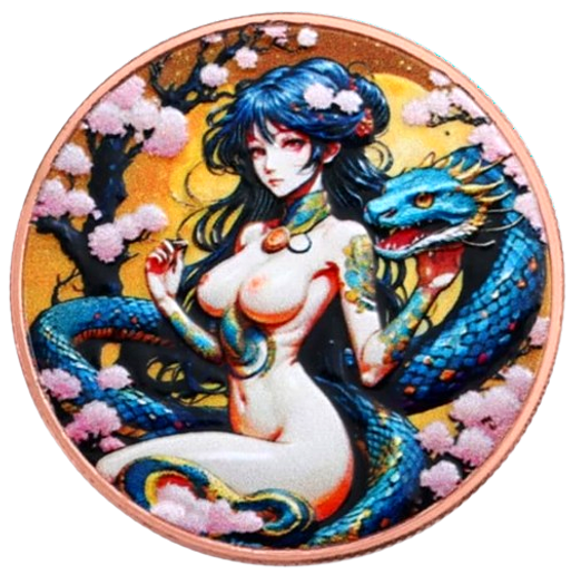 2025 Year of the Spicy Lunar Snake 33g Colorized Copper Round